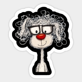 Quirky dog with red nose Sticker